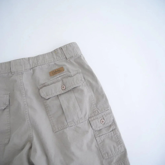 Vintage Cabela's Tan Outdoor 100% Cotton Cargo  Shorts 36 - Picture 10 of 11